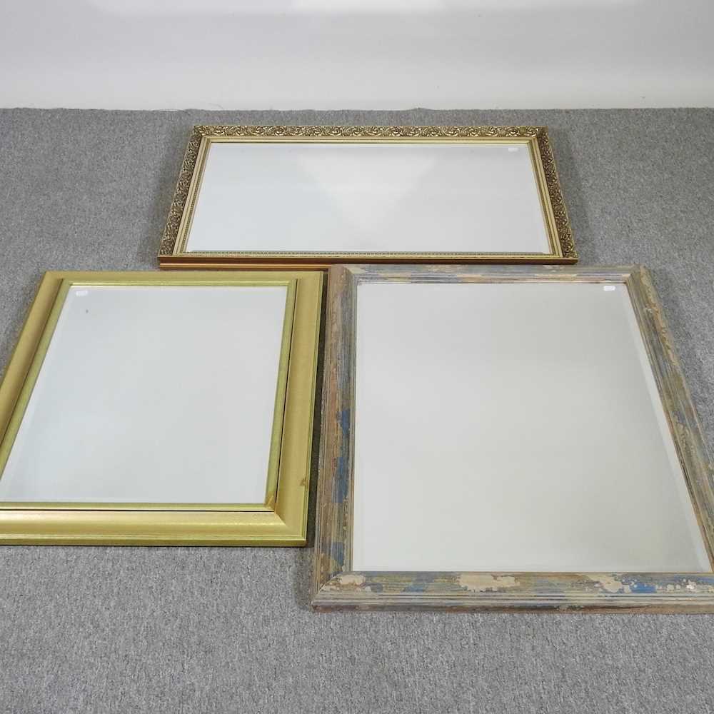 A gilt framed wall mirror, 96 x 68cm, together with two others (3)