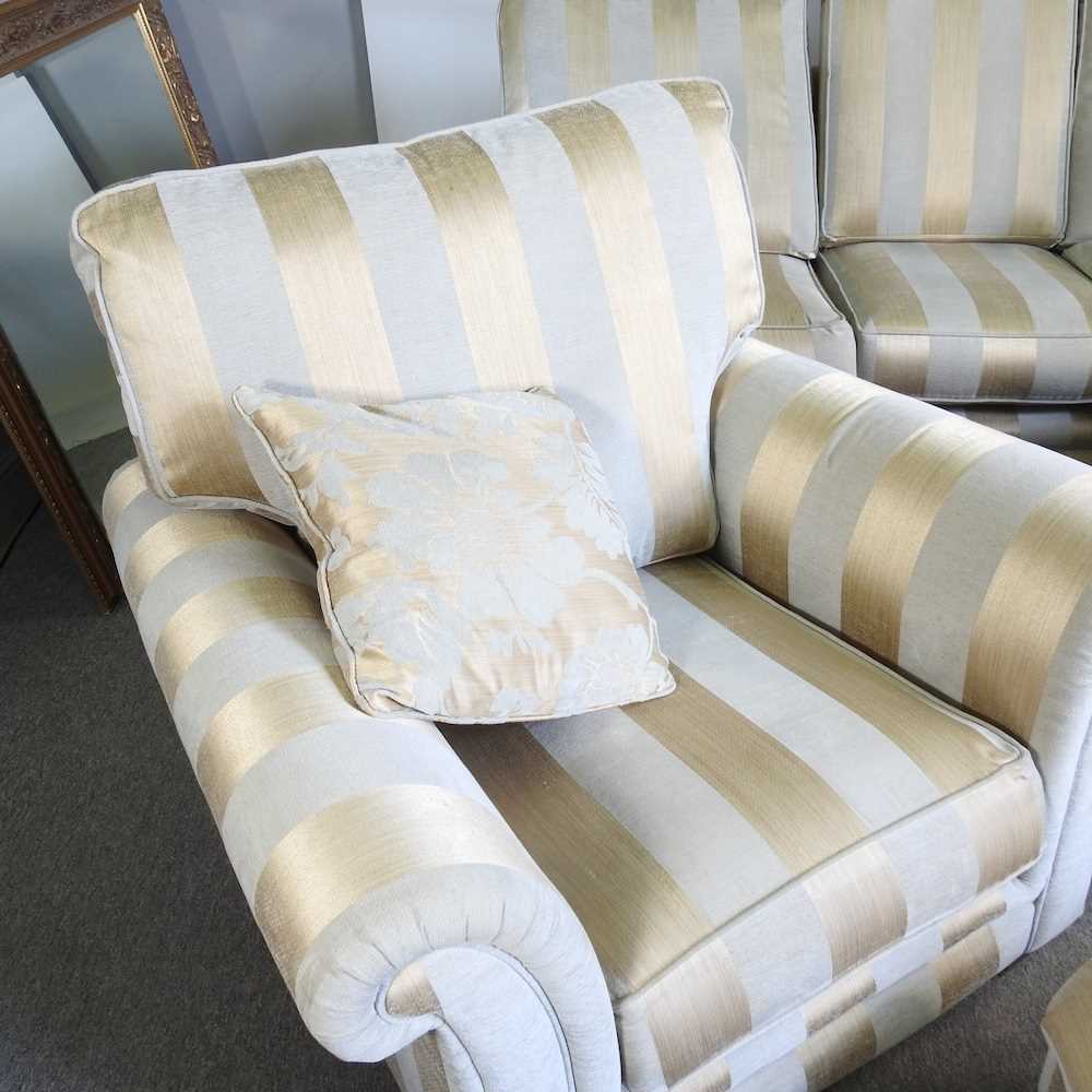 An Alston cream and gold striped two seater sofa, 200cm, together with a pair of matching - Image 3 of 10