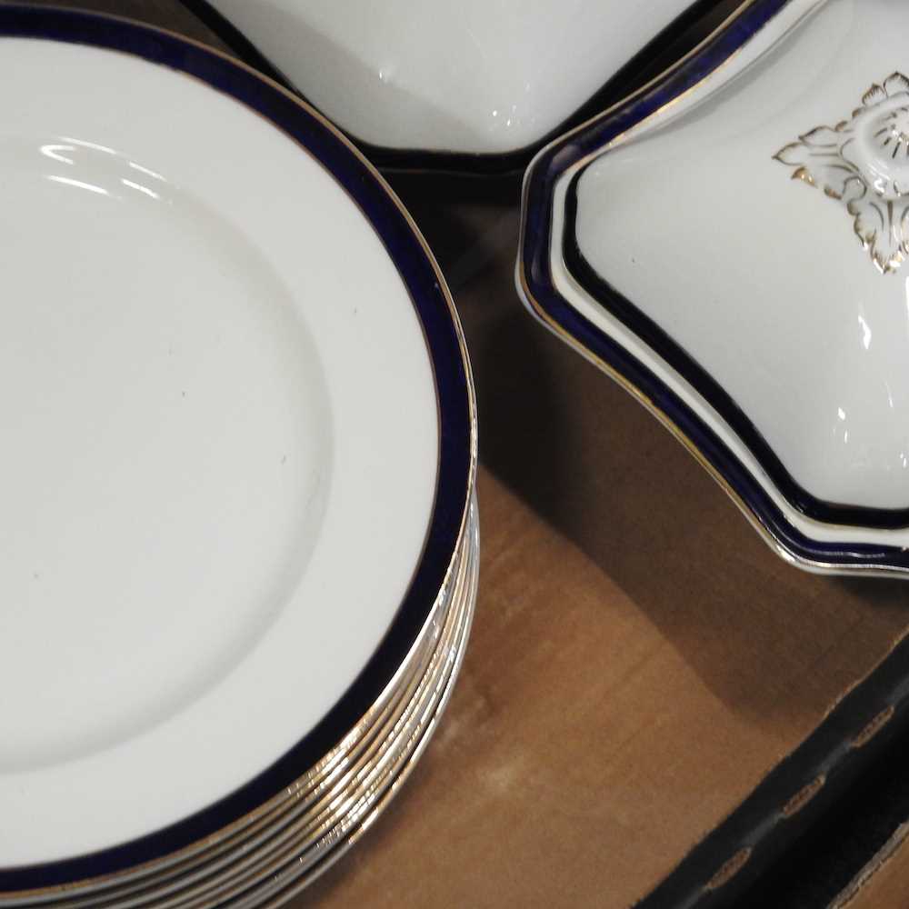 An early 20th century Woods & son part dinner service, with blue borders, to include tureens - Image 4 of 5