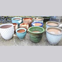 A collection of glazed garden pots (11)