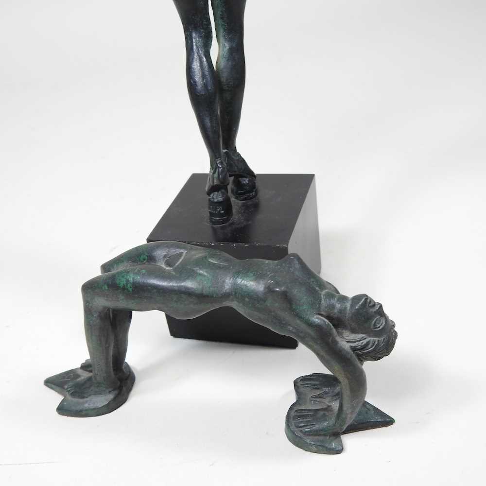 A small bronzed figure of lady, on a plinth base, 25cm high, together with another (2) - Image 4 of 5