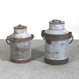 A metal milk churn, highest 52cm, together with another smaller (2)