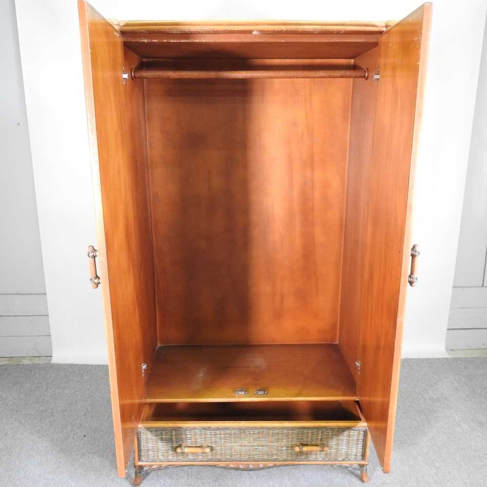 A wicker double wardrobe, with a drawer below 108w x 59d x 193h cm - Image 4 of 4