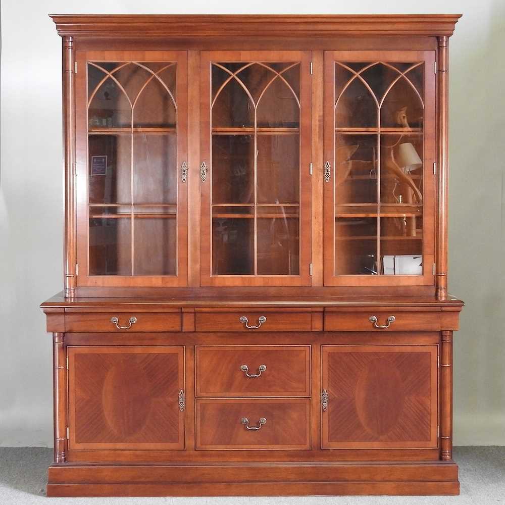 A Mark Elliot astragal glazed cherrywood triple bookcase 186w x 55d x 214h cm