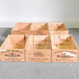 A collection of six wooden wine crates (6) 34w x 50d x 18h cm