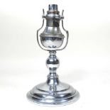 An early 20th century chrome ship's table lamp, with a gimbal fitting, 23cm high