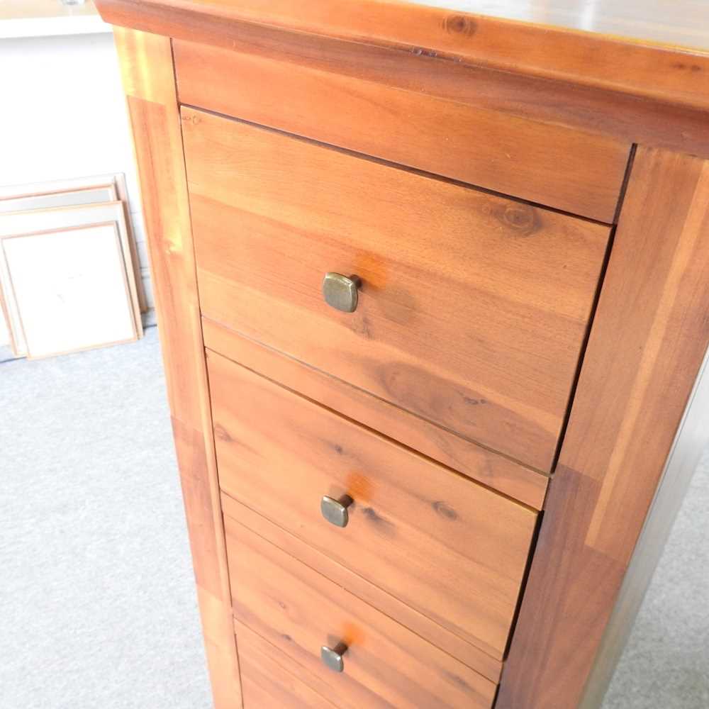 A modern hardwood narrow chest of drawers, 50cm wide, together with a Victorian style upholstered - Image 5 of 7