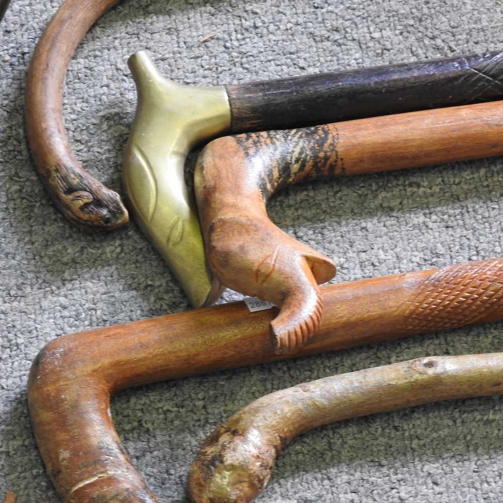 A collection of walking sticks, together with a truncheon and a vintage loud hailer - Image 4 of 6