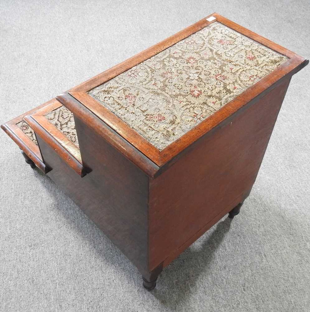 A 19th century mahogany step commode, with a tapestry top 48w x 73d x 55h cm - Bild 4 aus 4