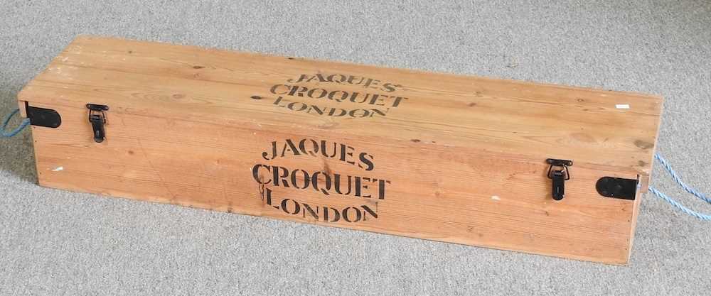 A Jaques croquet set, in a wooden box 107w x 27d x 19h cm Overall condition is used, but complete - Bild 5 aus 5