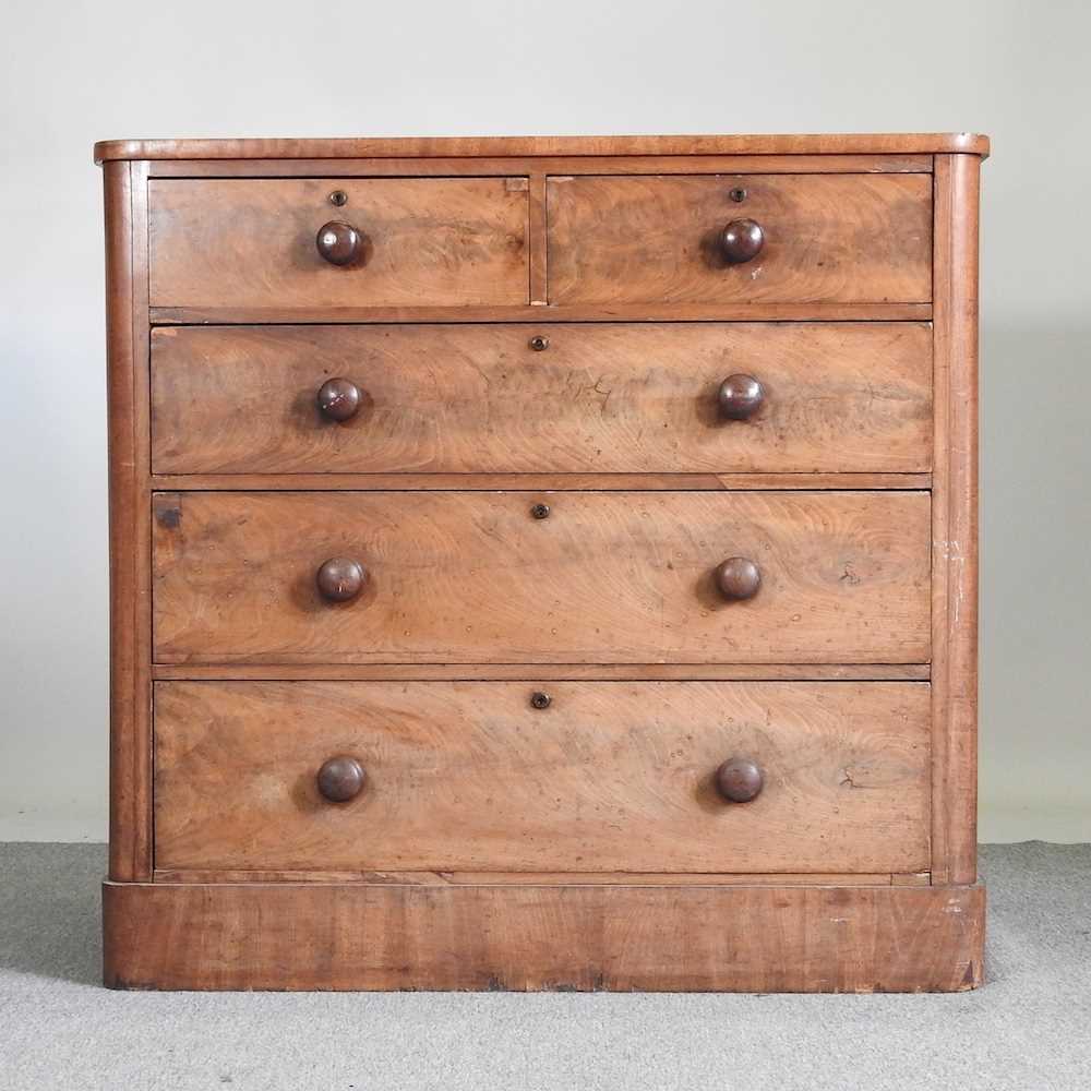A Victorian mahogany chest of drawers, on a plinth base 111w x 52d x 105h cm