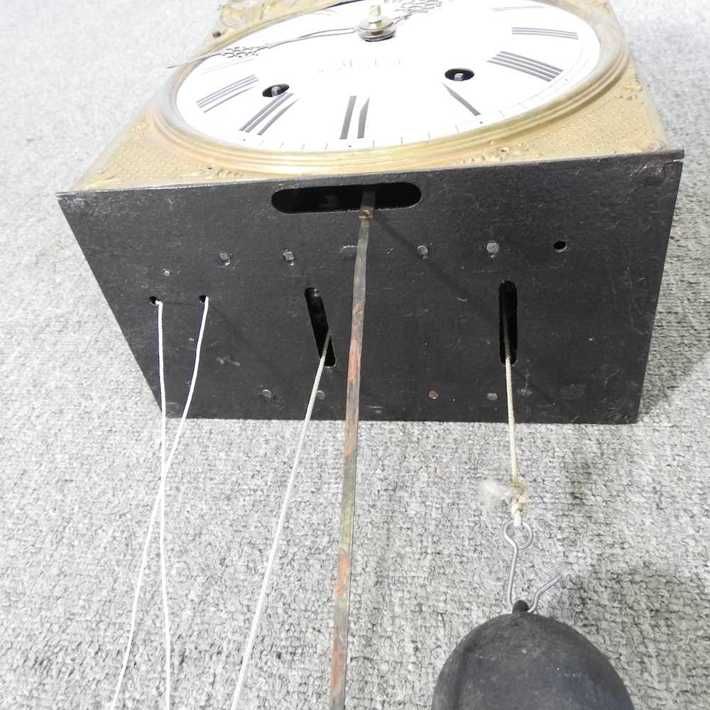 A 19th century French wall clock, with a white enamel dial and weight driven movement, 25cm wide - Bild 4 aus 11