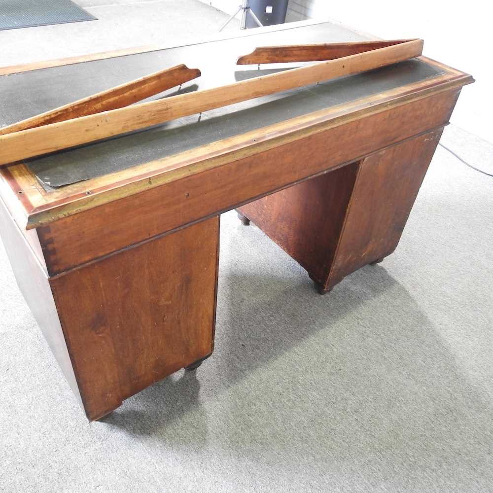 A 19th century campaign style pedestal desk, with a removable gallery back and inset writing surface - Image 6 of 6