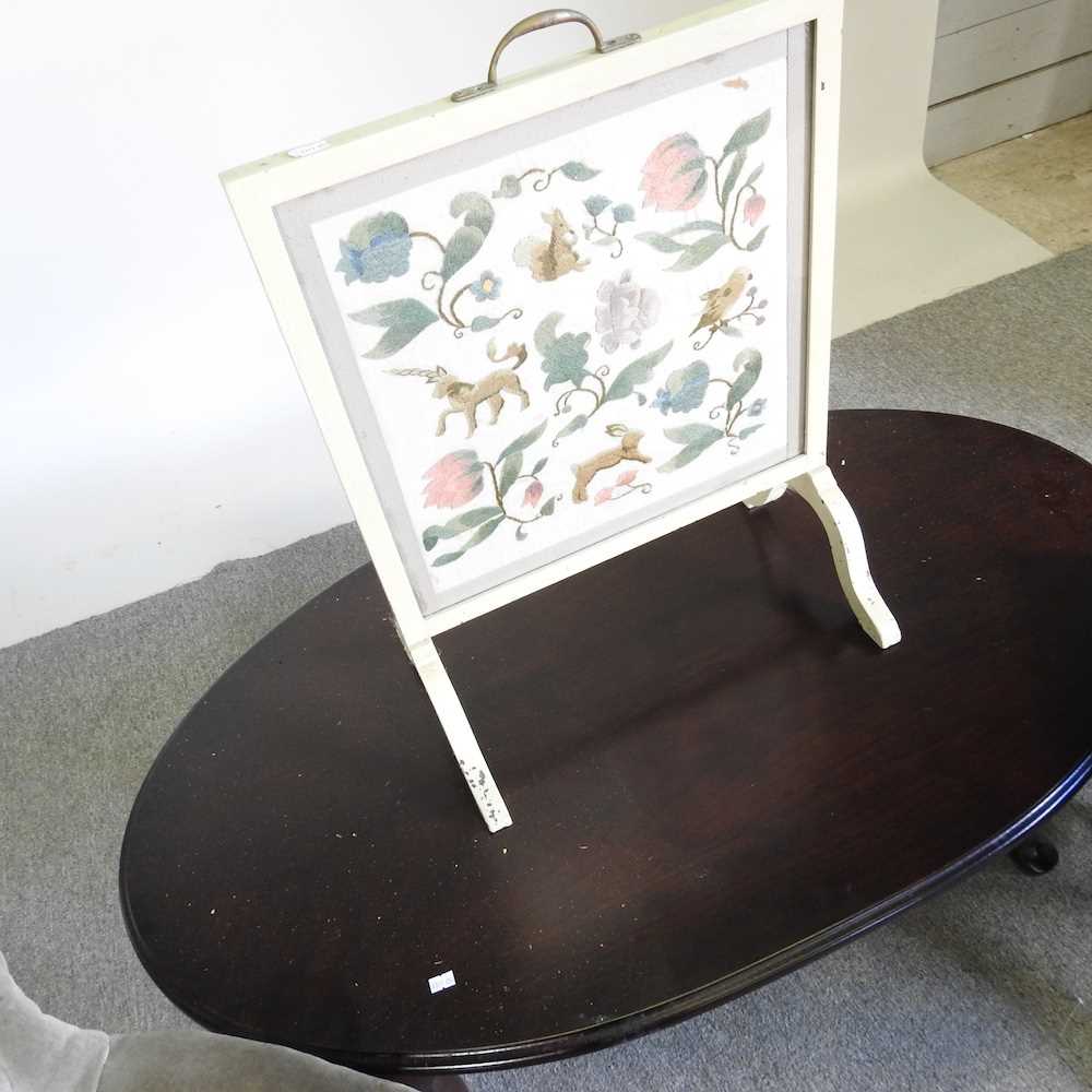 A reproduction sofa table, together with a painted firescreen, a coffee table and a Victorian - Image 3 of 6