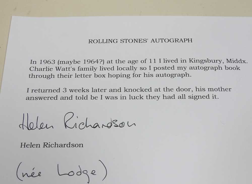 A page from an autograph book with the signatures of The Rolling Stones, Brian Jones, Keith - Image 3 of 6