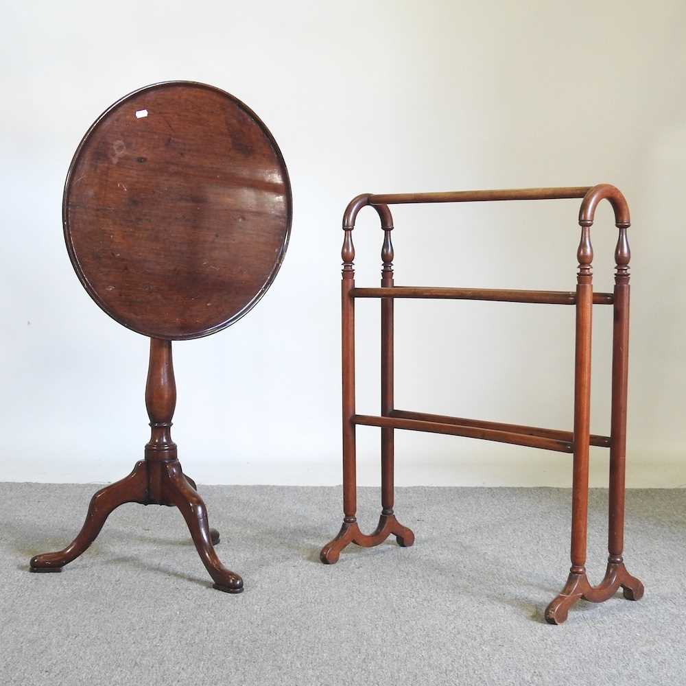 A 19th century mahogany tripod table, together with an early 20th century towel airer (2)