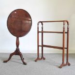 A 19th century mahogany tripod table, together with an early 20th century towel airer (2)