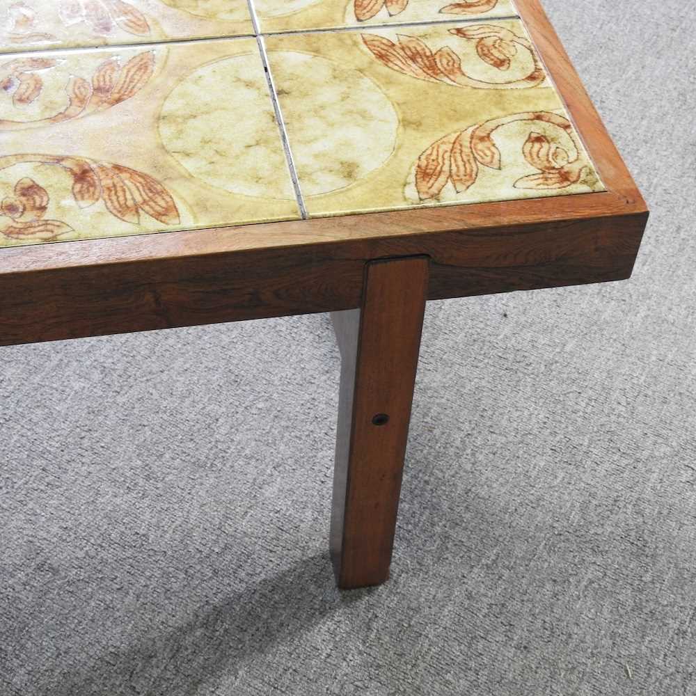 A 1960's Danish teak coffee table, with a tiled top 126w x 66d x 43h cm - Image 5 of 5