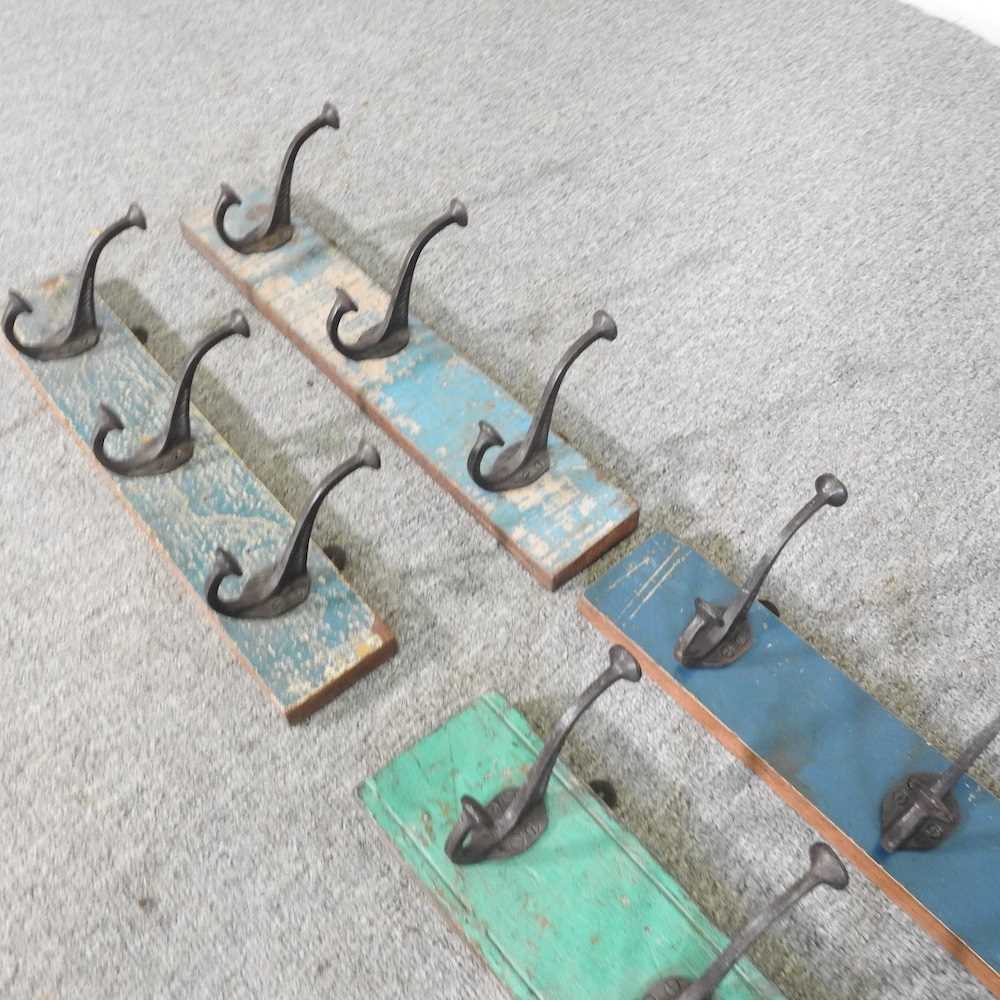 A triple hook coat rack, and three others, widest 44cm (4) - Image 2 of 2