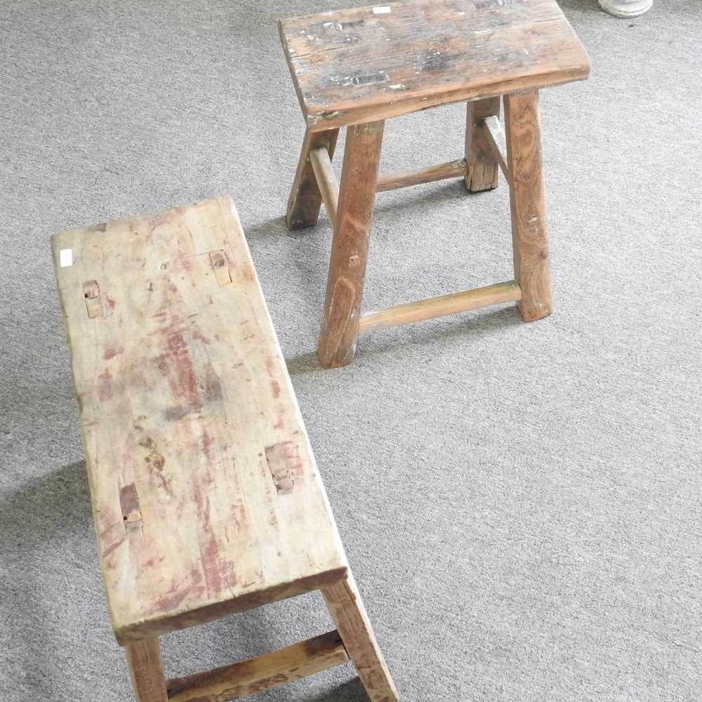 A pair of small wooden stools, 52cm high - Image 2 of 2