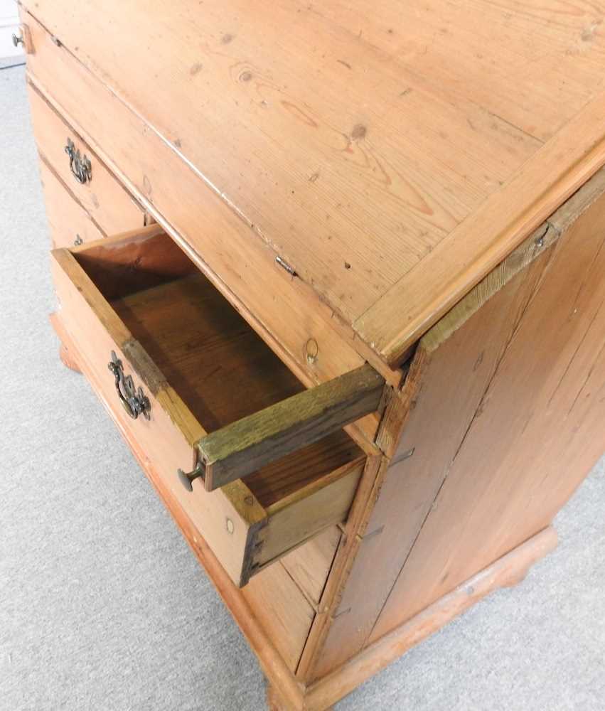 A 19th century stripped pine bureau cabinet, with a fitted interior 96w x 55d x 179h cm - Image 4 of 5