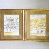 Sasha Barnes, contemporary, Georgian town houses, signed watercolour, 74 x 54cm, together with