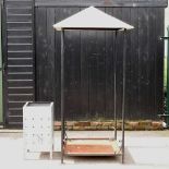 A metal garden gazebo, together with a galvanised incinerator (2) 105w x 105x 200h cm