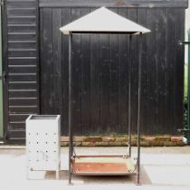 A metal garden gazebo, together with a galvanised incinerator (2) 105w x 105x 200h cm