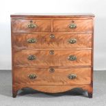 A 19th century mahogany and crossbanded bow front chest of drawers, on swept bracket feet 52w x 102d