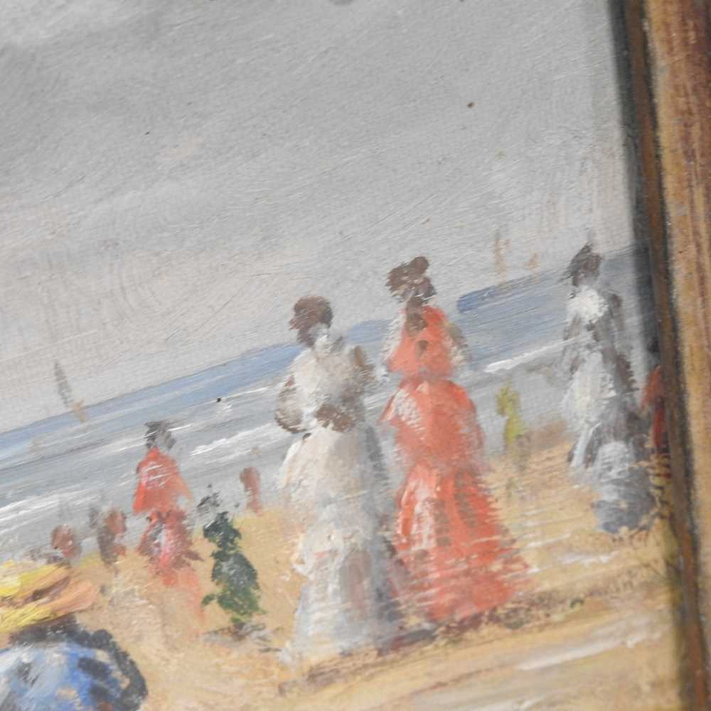Continental school, 20th century, beach scene with figures, signed indistinctly, oil on panel, 20 - Image 4 of 6