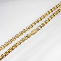 A Georgian design heavy link long neckchain, with star cut textured links and clasp in the from of