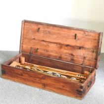 An early 20th century Ayres croquet set, in a wooden box