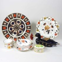 A Royal Crown Derby plate, decorated in the Imari 1128 pattern, 26cm diameter, together with a