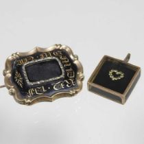 A Victorian enamelled mourning brooch, with a presentation inscription, dated 1838, 4cm wide,