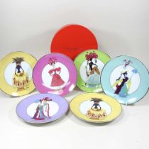 A set of Christian Lacroix Paris art de la table 5 continents plates, 21cm diameter, boxed with