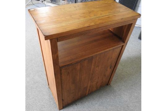 A modern oak wine rack, containing a pair of short drawers 72w x 35d x 90h cm - Image 2 of 5