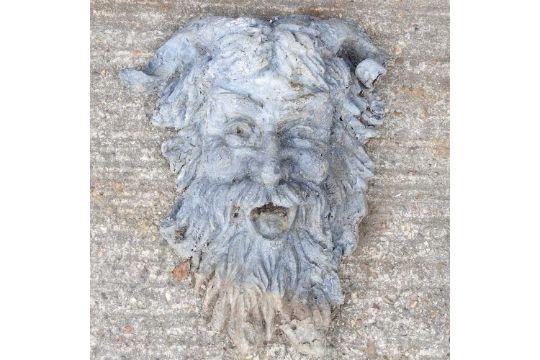 A lead garden mask, in the form of a Green Man, 42cm high - Image 1 of 7