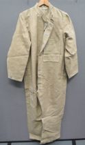 WW2 Period Khaki Working Overalls khaki, coarse weave canvas, full overalls.  Short stand collar.