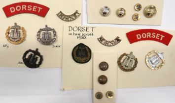 10 x Dorset Badges And Titles badges include silvered ... Silvered and gilt ... Bronzed ... Bi-metal