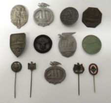 13 x Third Reich Stick Pins And Day Badges stick pins include alloy and painted RAD Member ... White