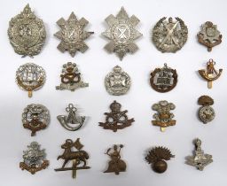 20 x Infantry Cap Badges including white metal A & SH ... Bi-metal The Welsh ... Bi-metal Royal