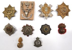 10 x Various Infantry Badges including bullion embroidery and gilt Worcestershire Reg Officer's