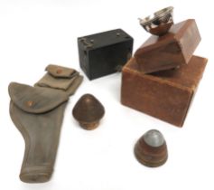 Small Selection Of Various WW1 And WW2 Items consisting private purchase, wooden body torch with