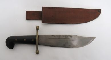 Scarce Australian WW2 V44 Combat Knife 9 1/2 inch, single edged, Bowie blade with clipped point.