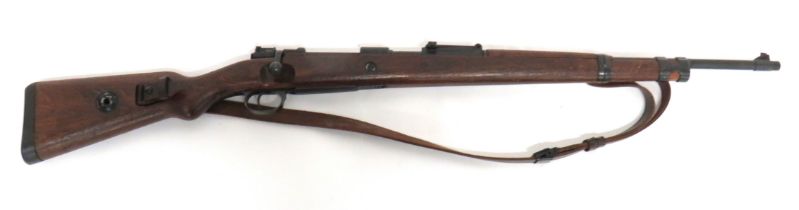 Deactivated Third Reich German K98 Rifle 7.92 mm, 23 3/4 inch, blackened barrel.  Front blade