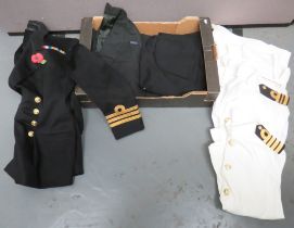 Selection Of Royal Navy Uniforms including post 1953 Commander's service dress tunic and