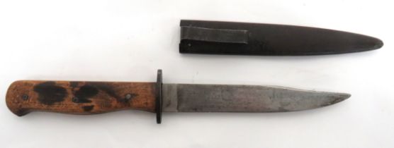 WW1 German Combat Trench Knife 5 3/4 inch, single edged blade with shallow clipped point.  Small,
