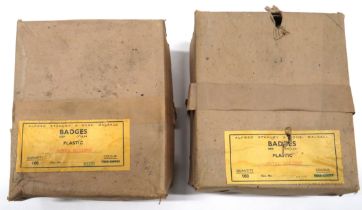 Two Original Makers Boxes Of 100 Royal Marine Plastic Collar Badges Alfred Stanley & Sons,