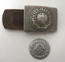 WW2 Third Reich Army Belt Buckle alloy, rectangular, pebbledash buckle with central "Gott Mit Uns"