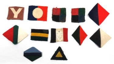 12 x Various Cloth Formation/Pagri Badges including felt, blue and red diamond RA ... Felt, red